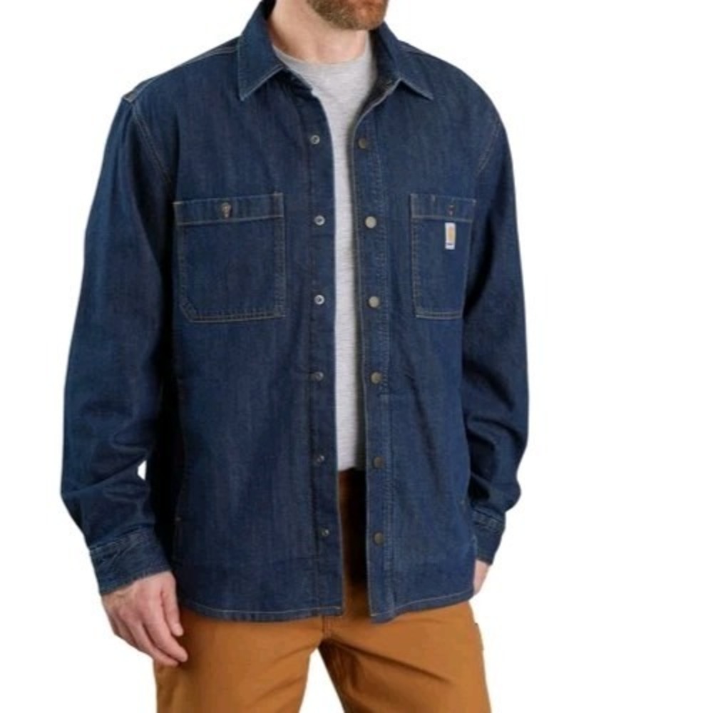 NEW Carhartt Mens 2XL TJ5605-M Relaxed Fit Fleece Lined Full Snap Shirt Jacket